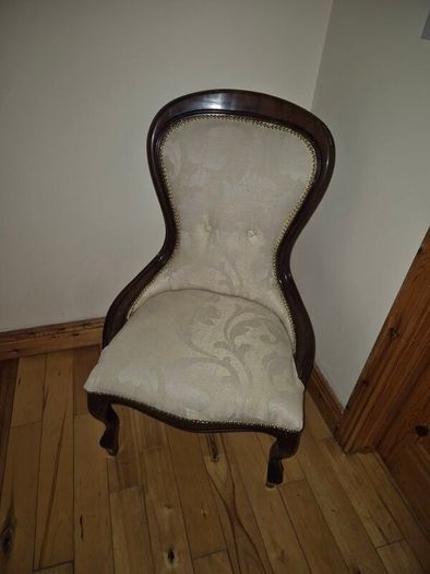 Victorian Style Vintage Balloon Back Upholstered Nursing Chair