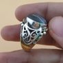 Vintage Brass & Suliemani Eye Agate With Silver Inlay Desgin Ring Image 6