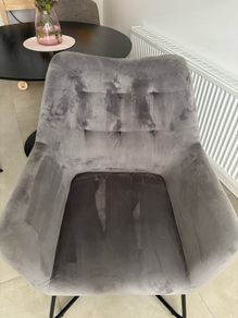 x2 grey velvet dining / lounge chairs