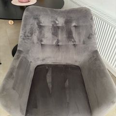 x2 grey velvet dining / lounge chairs