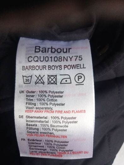 Price Drop, Barbour, Boys Powell Navy Jacket, Xxl, Age 14/15