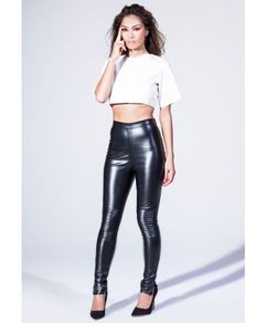BNWT Missguided Nicole Faux leather Biker Black trousers sizeUK12 EUR40 Postage included
