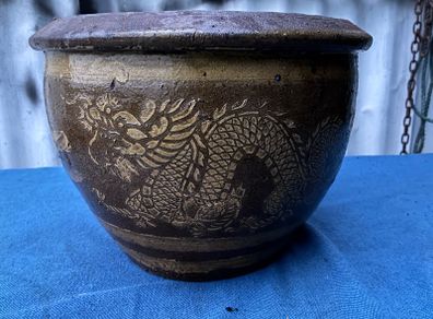 Vintage glazed flower pot