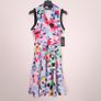 Karl Lagerfeld Multi-Color Red Blue Floral Waist Tie Sleeveless Dress 8UK/36EU/4US Image 9