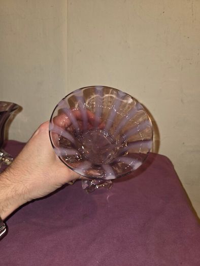 Pair of 1970's Jozefina Krosno Hand Blown Glass Bowl/Candle Holder