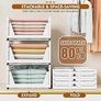 5 Pack Wardrobe Storage Organiser, Stackable & Foldable Closet Organisers for Bedroom Bathroom Laundry Room Wardrobe Storage, Space-Saving Clothes Storage Drawer Organiser Basket, White Image 6