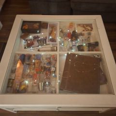 Discontinued ikea glass display coffee table.