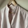 Marc O'Polo Striped Standing Collar Blouse Nautral Beige & White Organic Cotton Shirt Image 4
