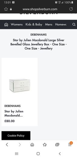 Beautiful brand new star by Julien mac Donald 'Aurora' mirrored jewellery box
