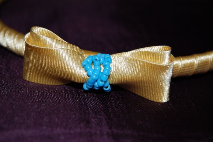 Handmade yellow satin hairband with bow