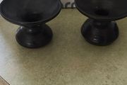 Set of 2 black painted pottery candle holderby Rath Pottery Ireland..