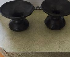 Set of 2 black painted pottery candle holderby Rath Pottery Ireland..