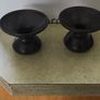Set of 2 black painted pottery candle holderby Rath Pottery Ireland.. Image 2