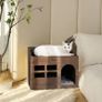 BRAND NEW Durable Wooden Cat Cave Bed Furniture Kitten Sleep Lounge House Bed with Cushion Pad Litter Box for Indoor Cats Image 7