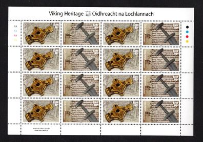 2014 Ireland Viking Heritage Commemorative Stamps Sheetlet Plate 1A1A1A1A Mint Never Hinged (MNH)