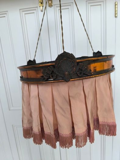 Antique Victorian/Edwardian Silk Fringe Ceiling Light Shade