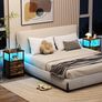 Night Stand Set 2, LED Nightstand with Charging Station, End Tables with Storage Shelf, Bedside Table with 2 Fabric Drawers for Bedroom, Small Spaces Image 2