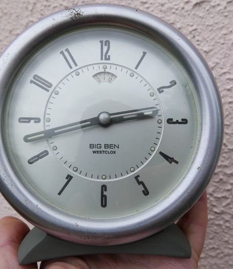 Vintage Westclox Big Ben  10 Charcoal Case Gray Dial Alarm Clock