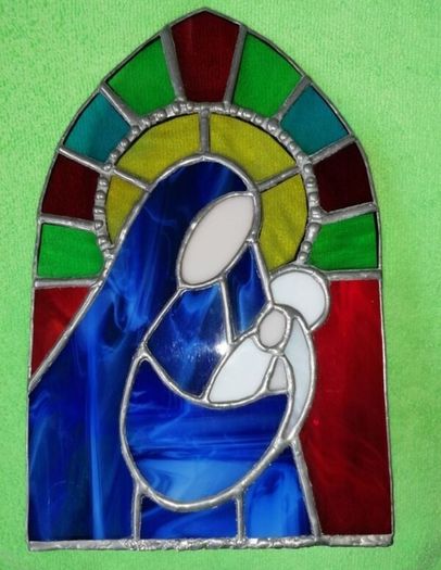 Madonna & Child Stained Glass Candle Holder