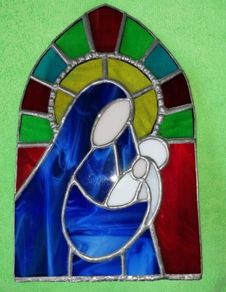 Madonna & Child Stained Glass Candle Holder
