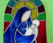 Madonna & Child Stained Glass Candle Holder