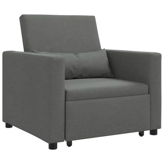 Single Sofa Bed Reclining Dark grey 90 x 165 x 87 cm Fabric