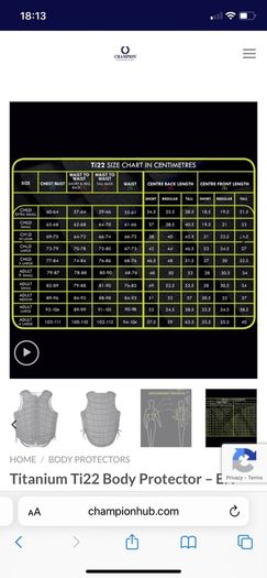 Body protector - Titanium by Champion - Size XSC