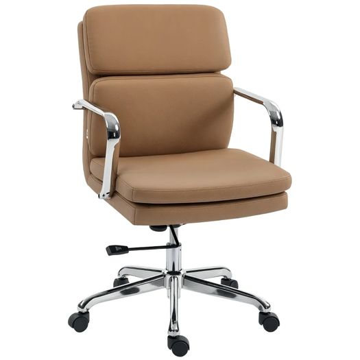 Office Chair, Desk Chair, Adjustable Height, High Back, 360 Swivel, 61x67.5x100cm Brown