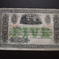 1942 Ulster Bank 5 Pounds, hand-signed