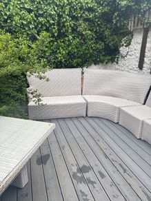 Huge Outdoor Living corner sofa and grey cushions .Please read