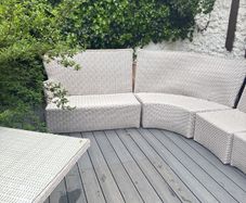 Huge Outdoor Living corner sofa and grey cushions .Please read