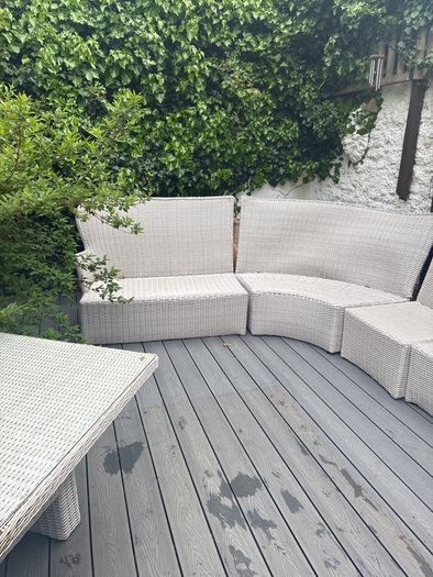 Huge Outdoor Living corner sofa and grey cushions .Please read