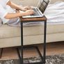 C-Shaped Side Table, Bedside Table, Sofa Side Table, Coffee Table, with Metal Frame, Industrial, for Living Room, Bedroom, Rustic Brown and Black Image 7
