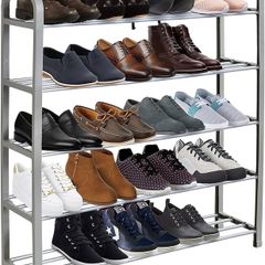 NEW SALE | 5 Tier Shoe Slots Rack - Space Saving Shoe Storage Organiser with Quick, Tool-Free Assembly - Shoe Slots Holds 15-20 Pairs - Dimensions (L) 75.5cm x (W) 18.5cm x (H) 75.5cm