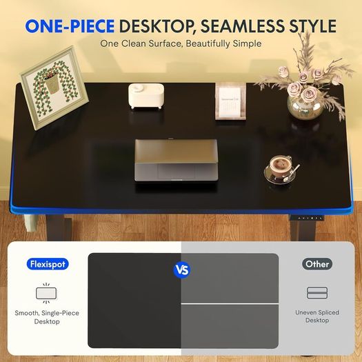 Electric Height Adjustable Standing Desk 120 x 60cm Sit Stand Up with Backpack Hook Memory Smart Pannel EF1 Series(Black Frame+Black Desktop)