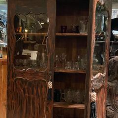 Vintage Teak Indonesian Glass Cabinet