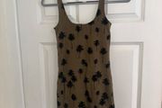 Topshop Women's Ribbed Palm Tree Print Tank Mini Dress in Olive Khaki - Size UK 8