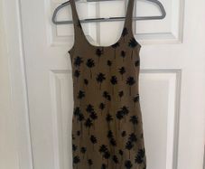 Topshop Women's Ribbed Palm Tree Print Tank Mini Dress in Olive Khaki - Size UK 8