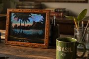 Rare Mid-Century Brazilian Blue Morpho Butterfly Wing Art