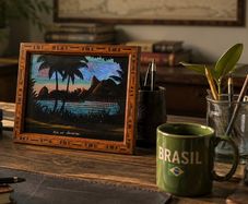Rare Mid-Century Brazilian Blue Morpho Butterfly Wing Art