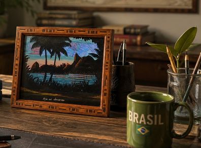 Rare Mid-Century Brazilian Blue Morpho Butterfly Wing Art