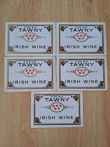 Lot of 5  vintage fine old Tawny Irish wine labels