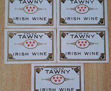 Lot of 5  vintage fine old Tawny Irish wine labels