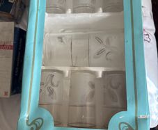 vintage 7 piece glass drink server and glasses