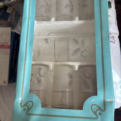 vintage 7 piece glass drink server and glasses