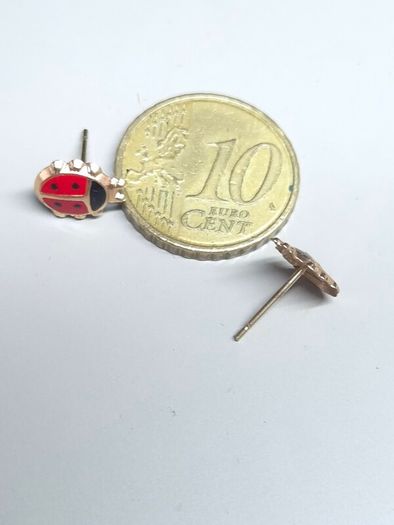 Vintage 14ct Solid Gold Ladybird Stud Earrings Childrens Professionally Tested