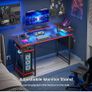 Gaming Desk with LED Lights & Power Outlets, Reversible Image 8