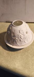 Nordic Lights porcelain tea light holder dome featuring a cat or dog theme.