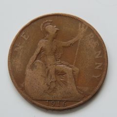 1916 Penny George V bronze coin