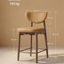 Set of 2 Bar Stools with Backrest Solid Wood Legs in PU Leather Caramel Brown Image 2